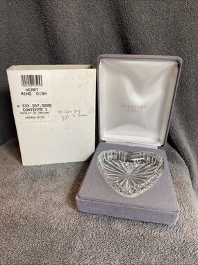 Retired Waterford Crystal Heart Ring Dish 3.5" in Original Box
